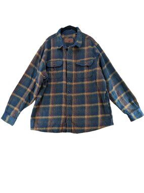 Orvis Shirt Shacket Mens Sz XXL Flannel Heavy Hunting 4 Pockets Buttons Blue